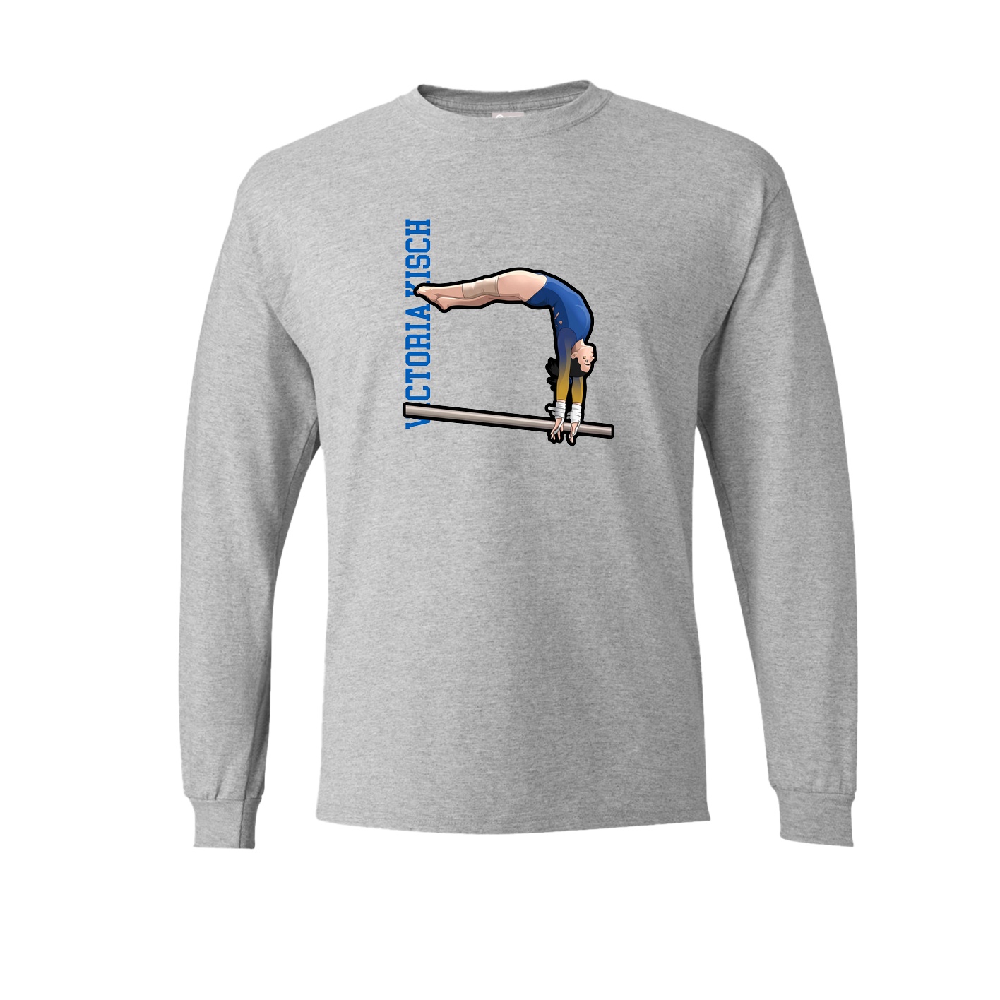 Long Sleeve Tee — Name Vertical in Grey