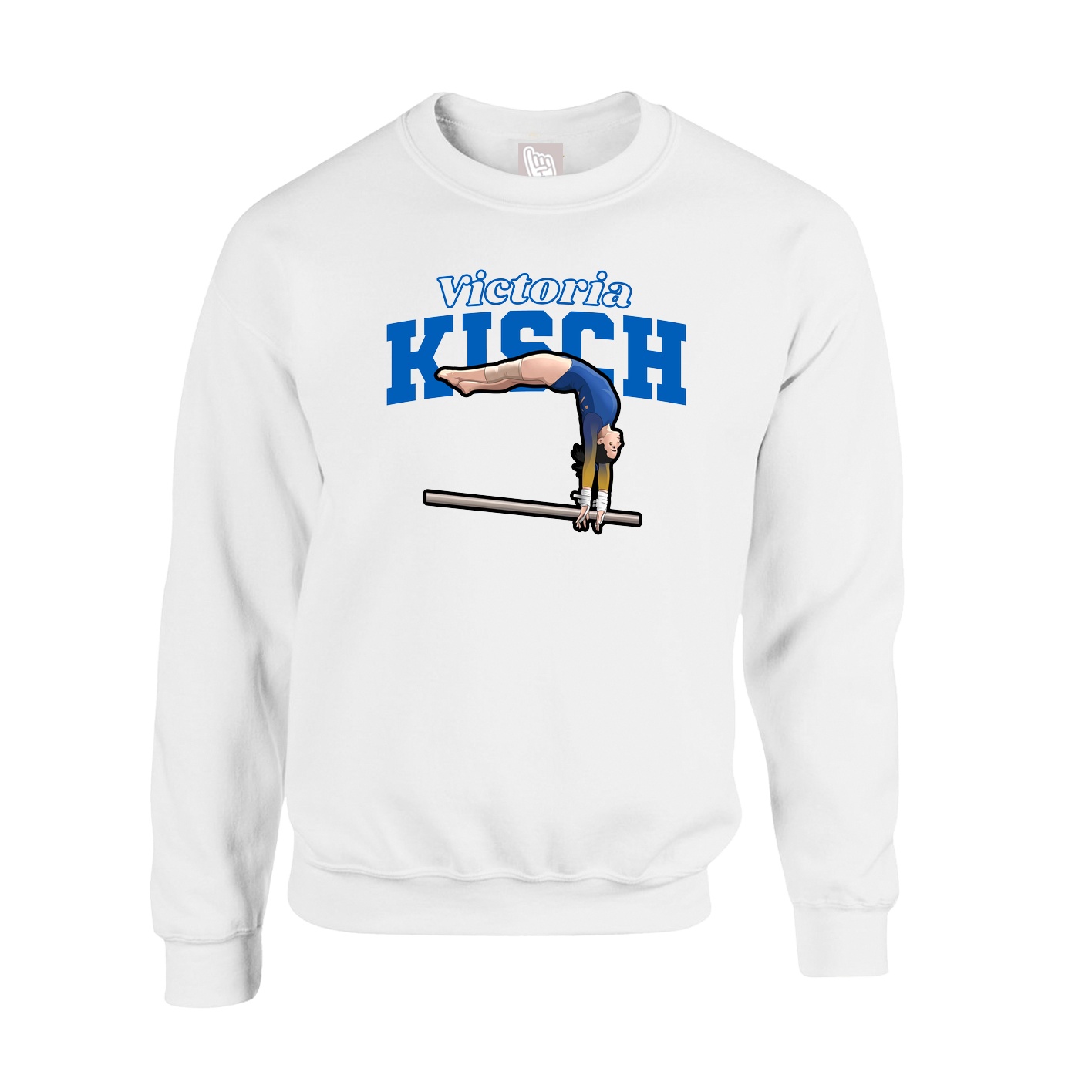 Fleece Crew — Name Arch in White