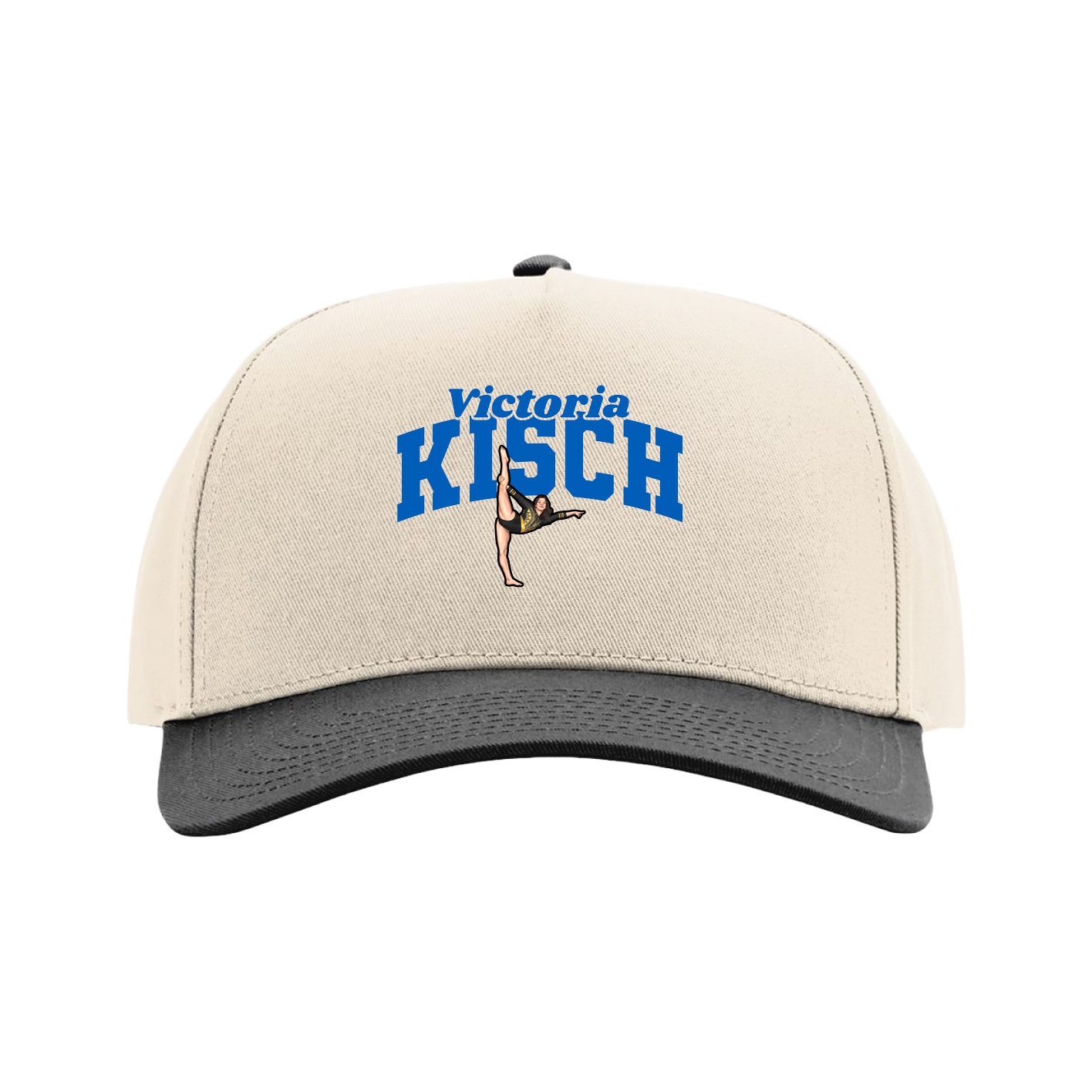Full Fabric Five-Panel Champ Cap — Signature Arch in Cream/Black