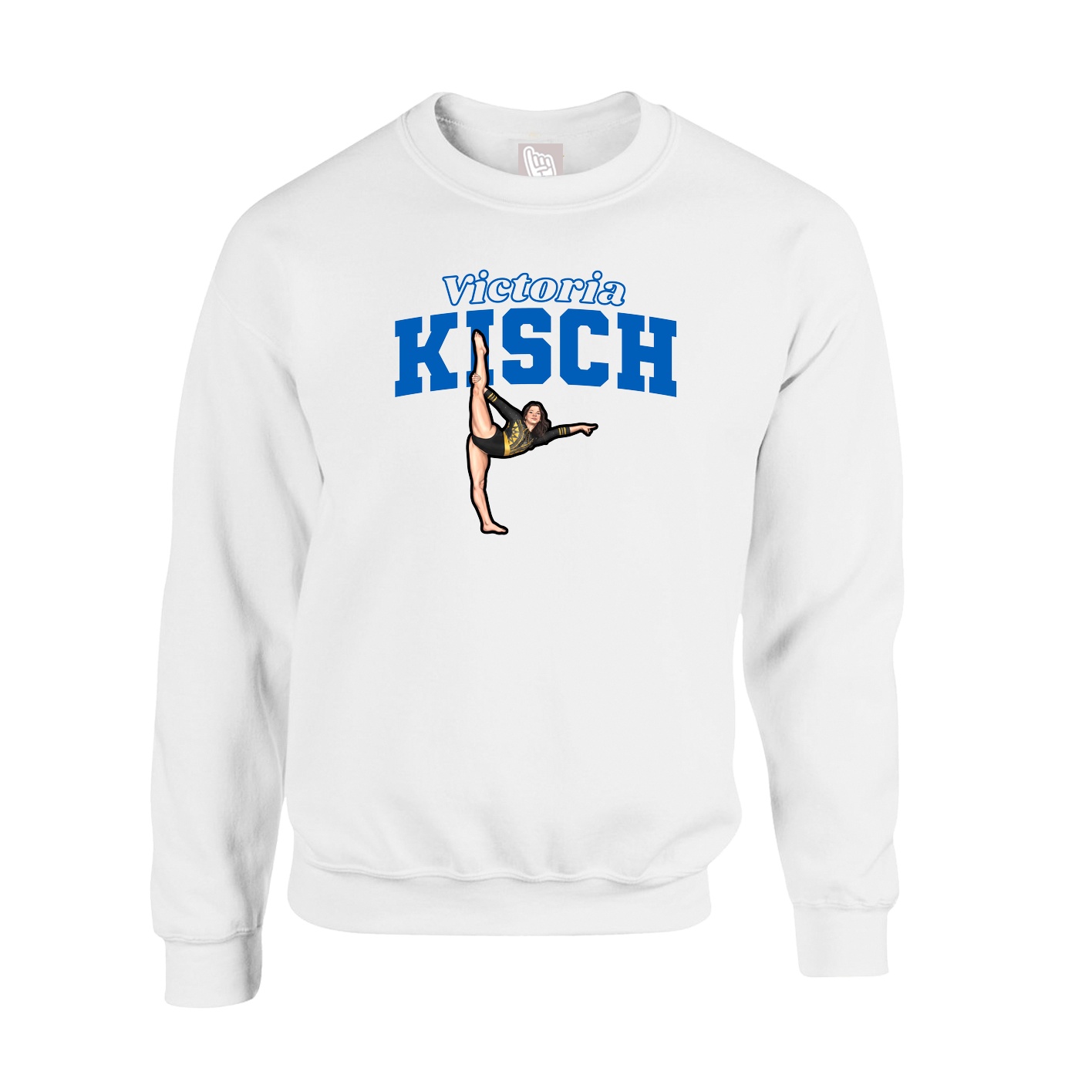 Fleece Crew — Name Arch in White