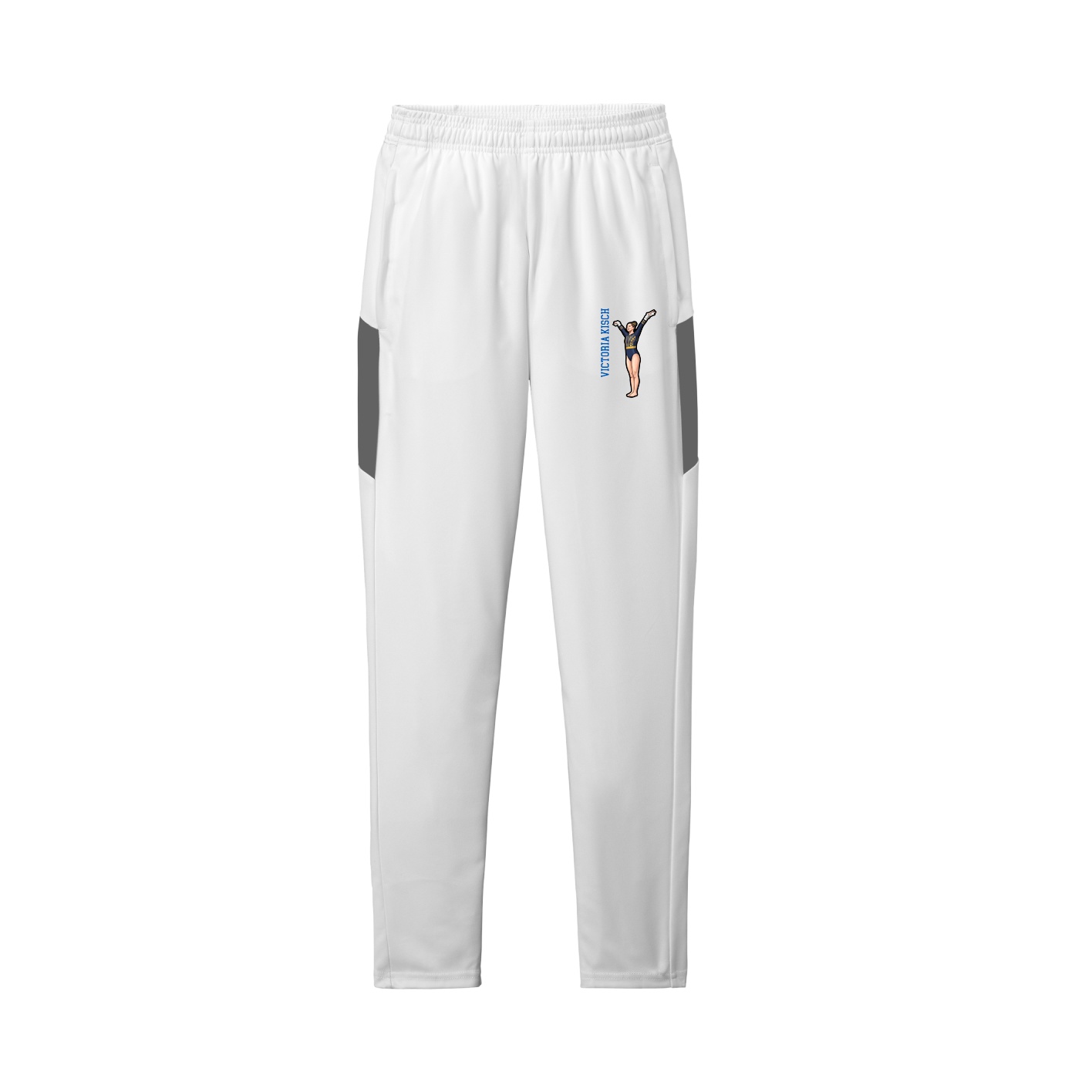 Team Travel Pant — Name Vertical in White/Grey