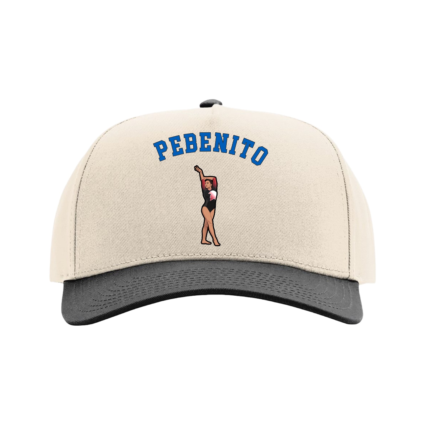 Full Fabric Five-Panel Champ Cap — Shirsey Arch in Cream/Black