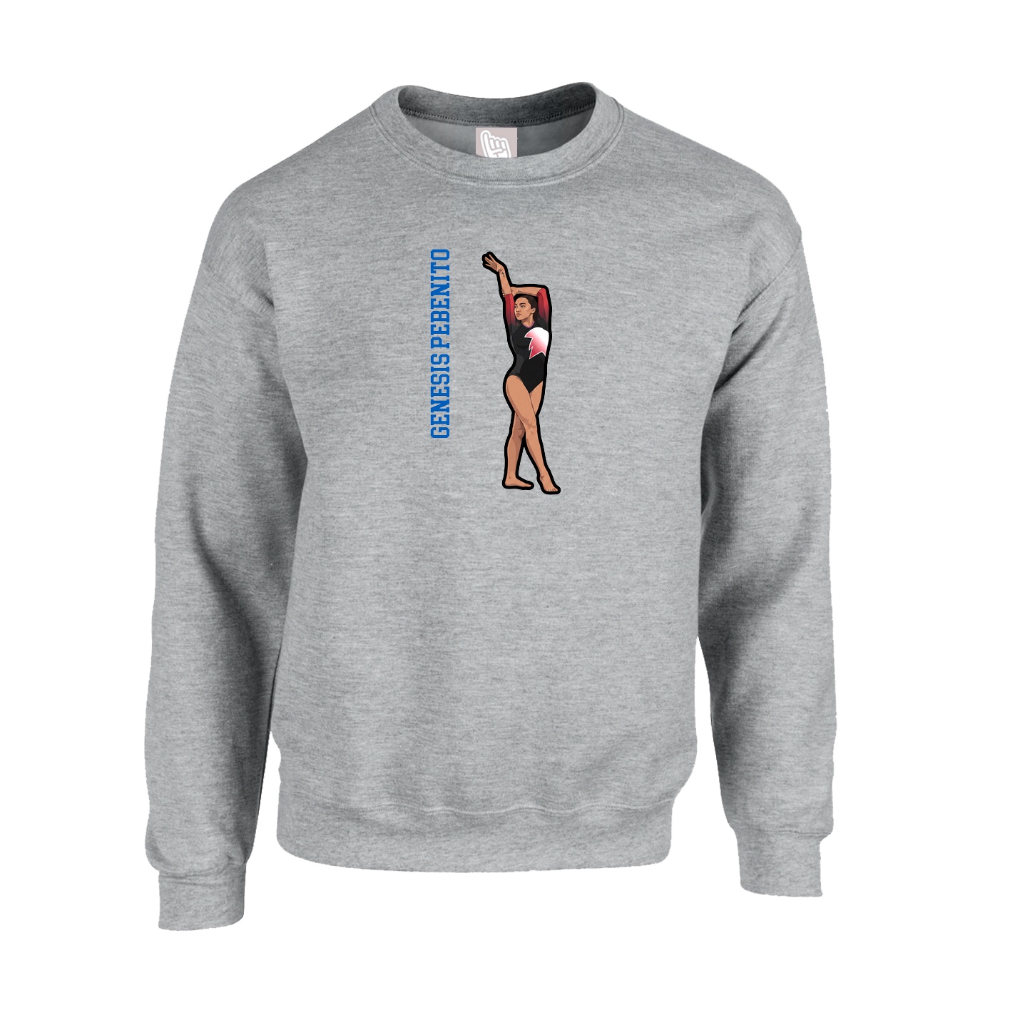 Fleece Crew — Name Vertical in Grey