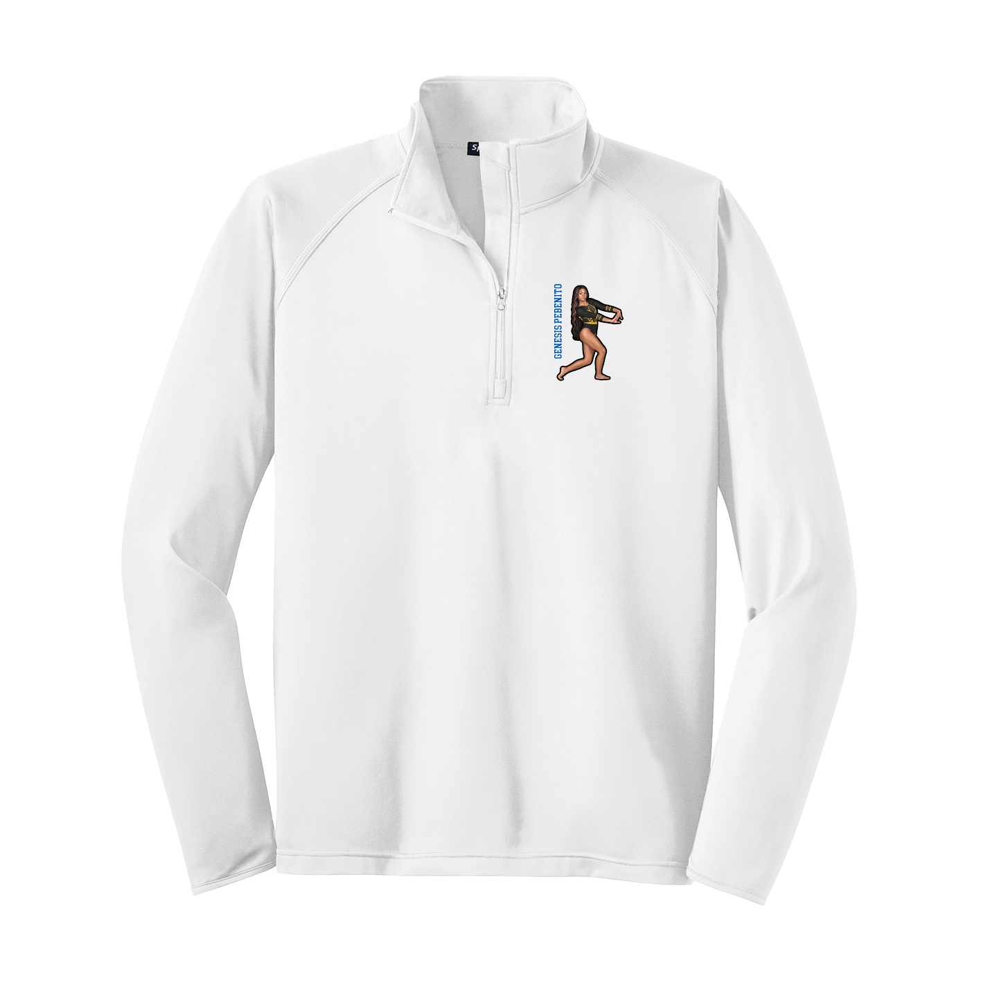 Q-Zip Pullover — Name Vertical in White