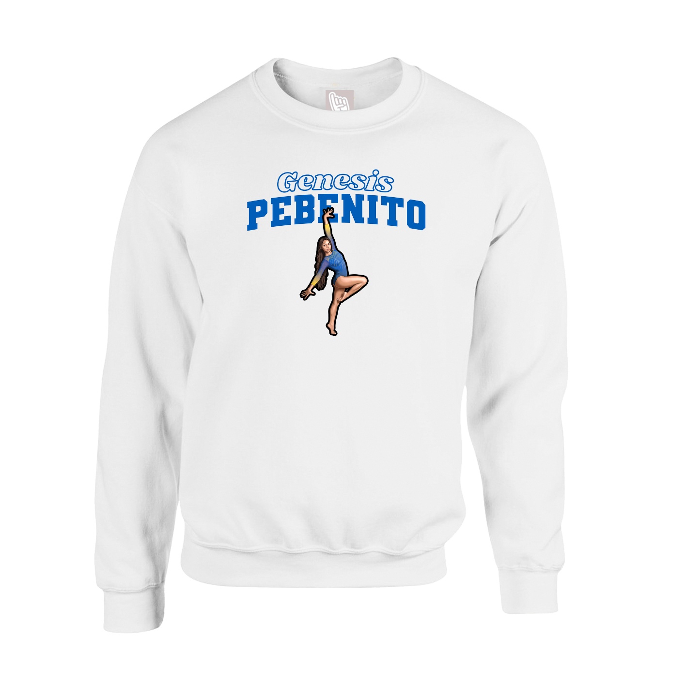 Fleece Crew — Name Arch in White