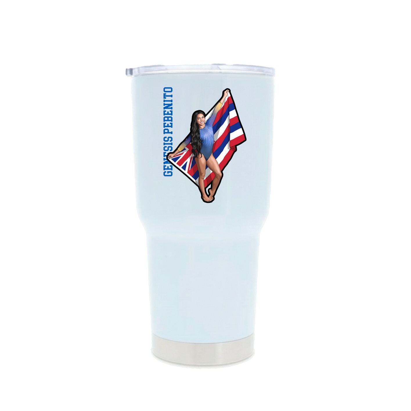 30oz Stainless Steel Tumbler — Name Vertical in White