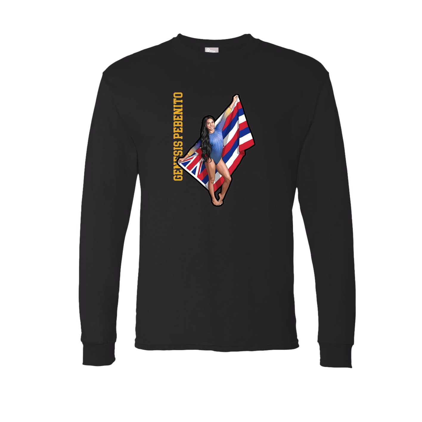 Long Sleeve Tee — Name Vertical in Black