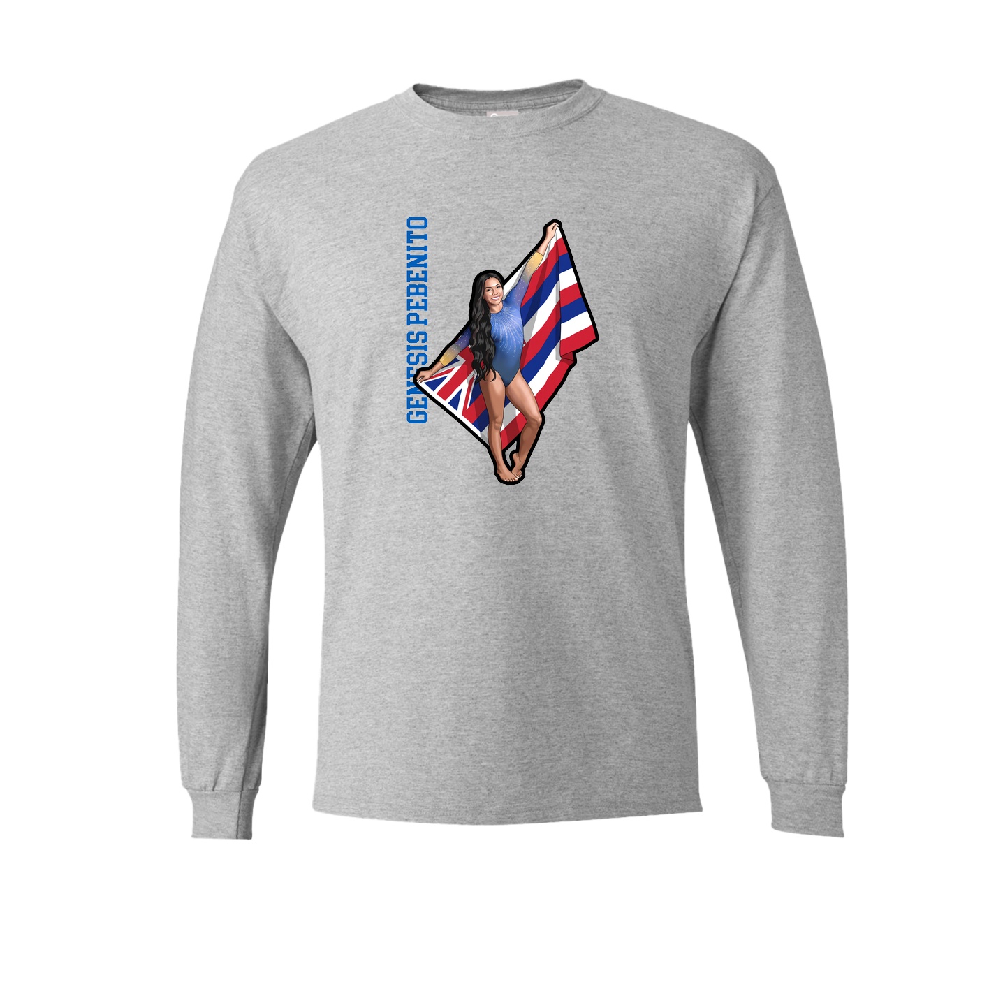 Long Sleeve Tee — Name Vertical in Grey