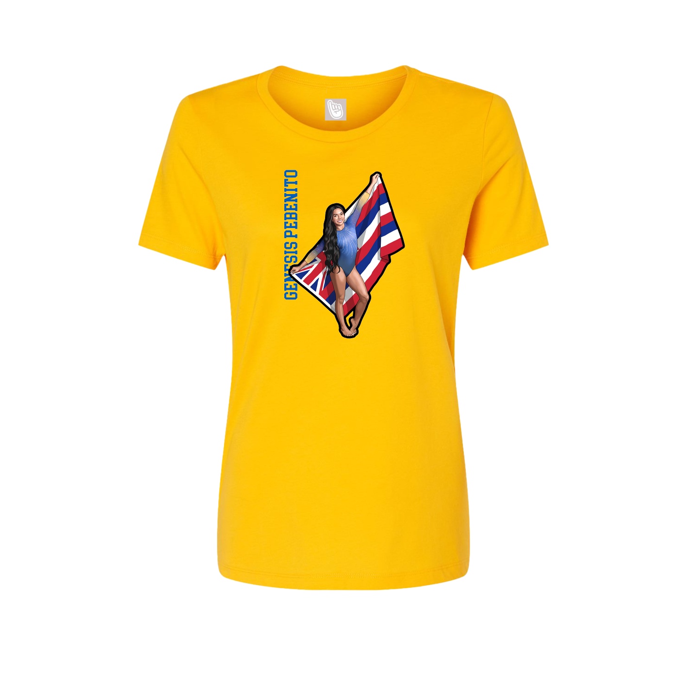 Womens Tee — Name Vertical in Gold