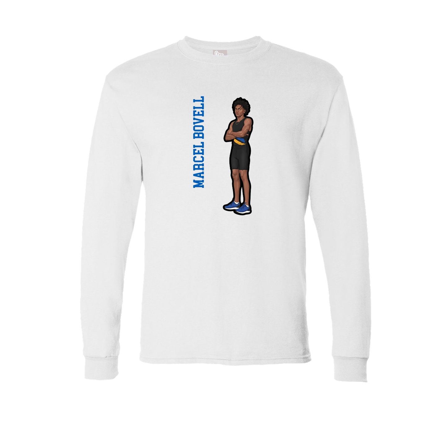 Long Sleeve Tee — Name Vertical in White