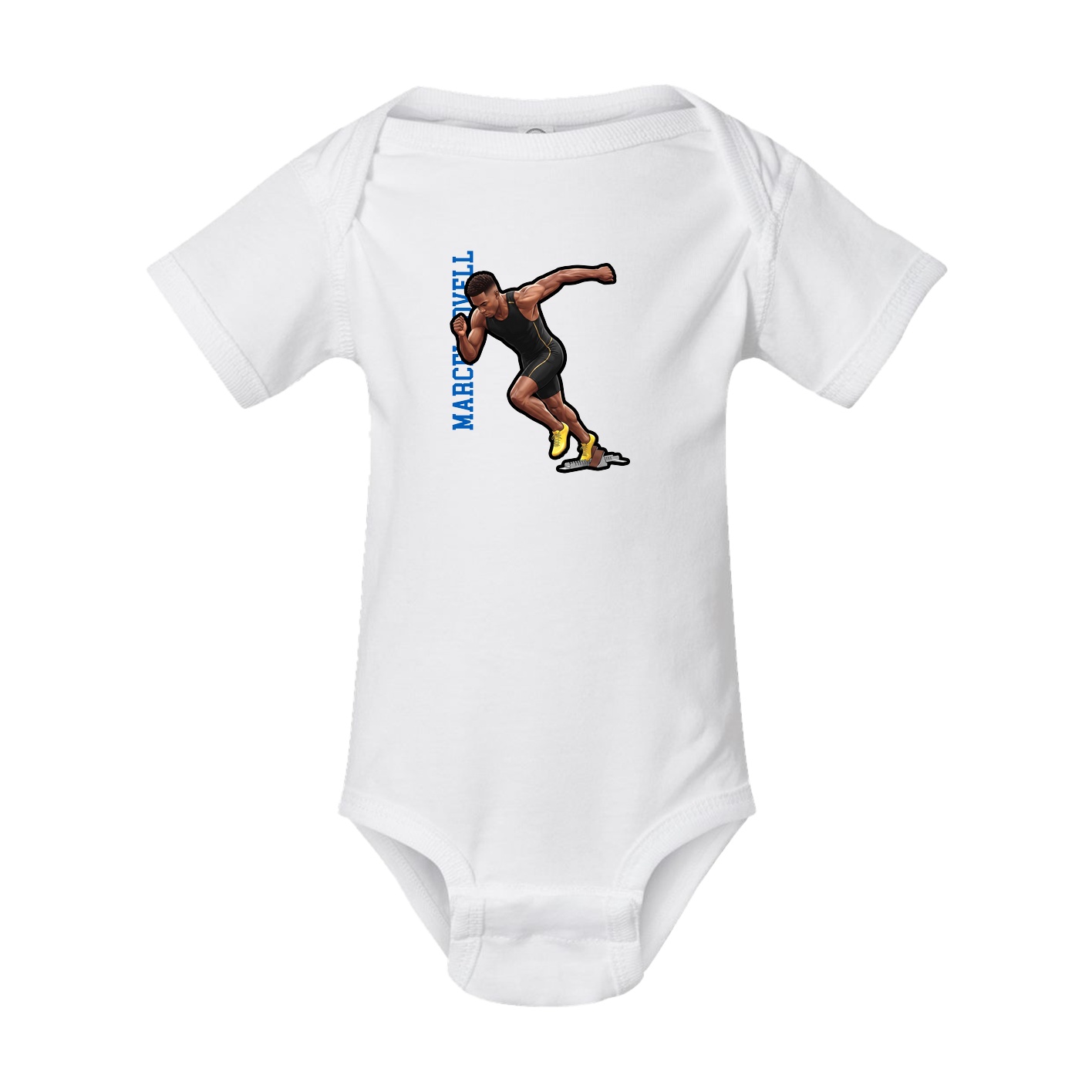 Baby Onesie — Name Vertical in White