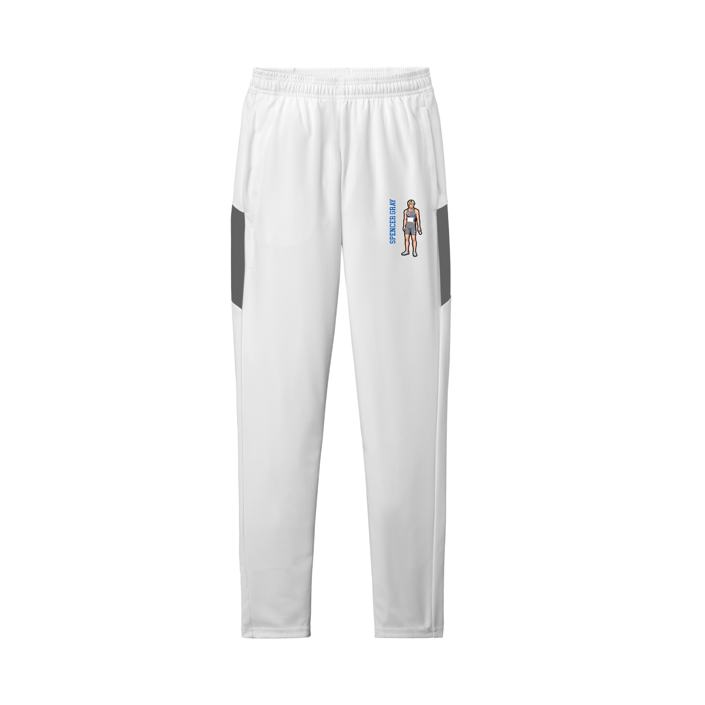 Team Travel Pant — Name Vertical in White/Grey