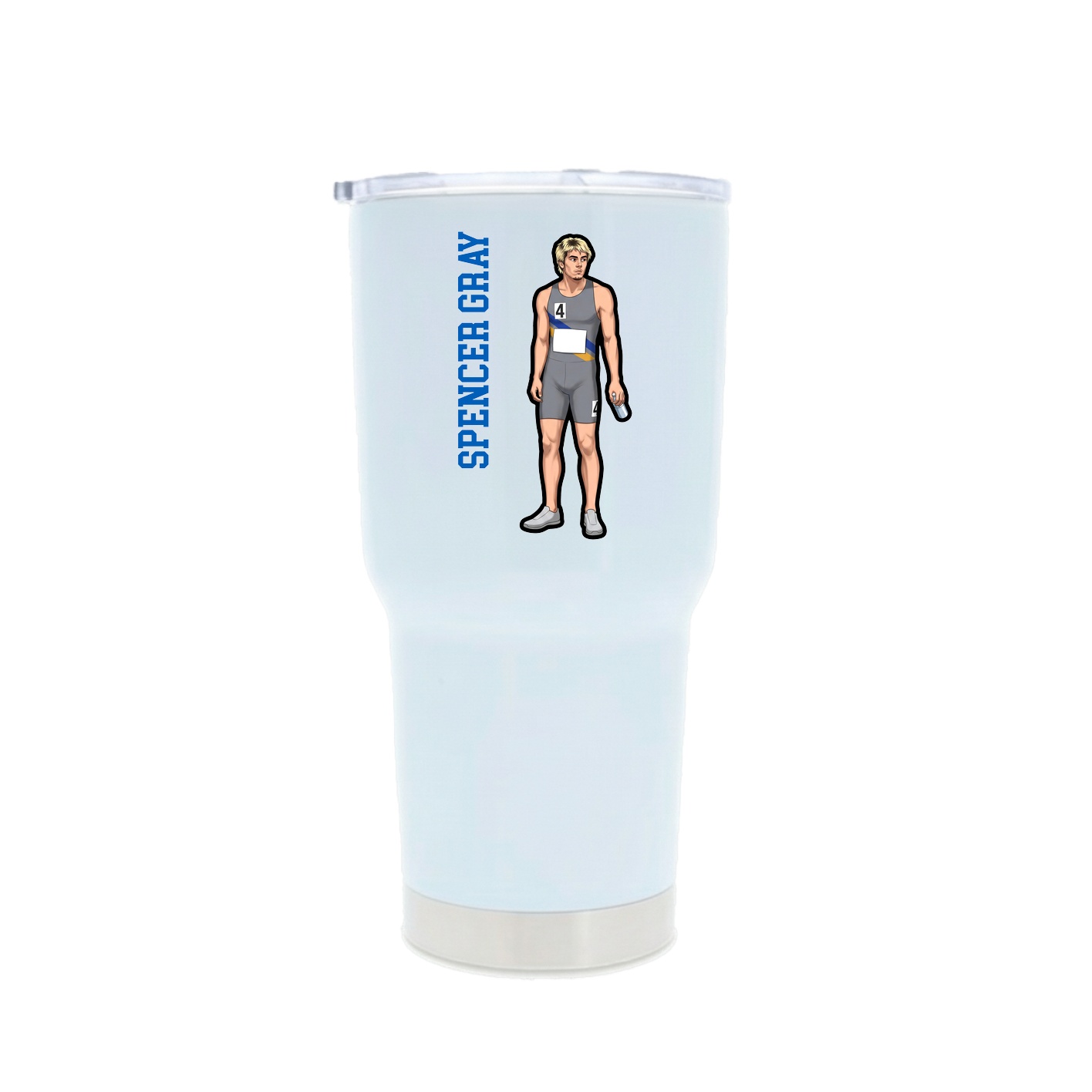 30oz Stainless Steel Tumbler — Name Vertical in White