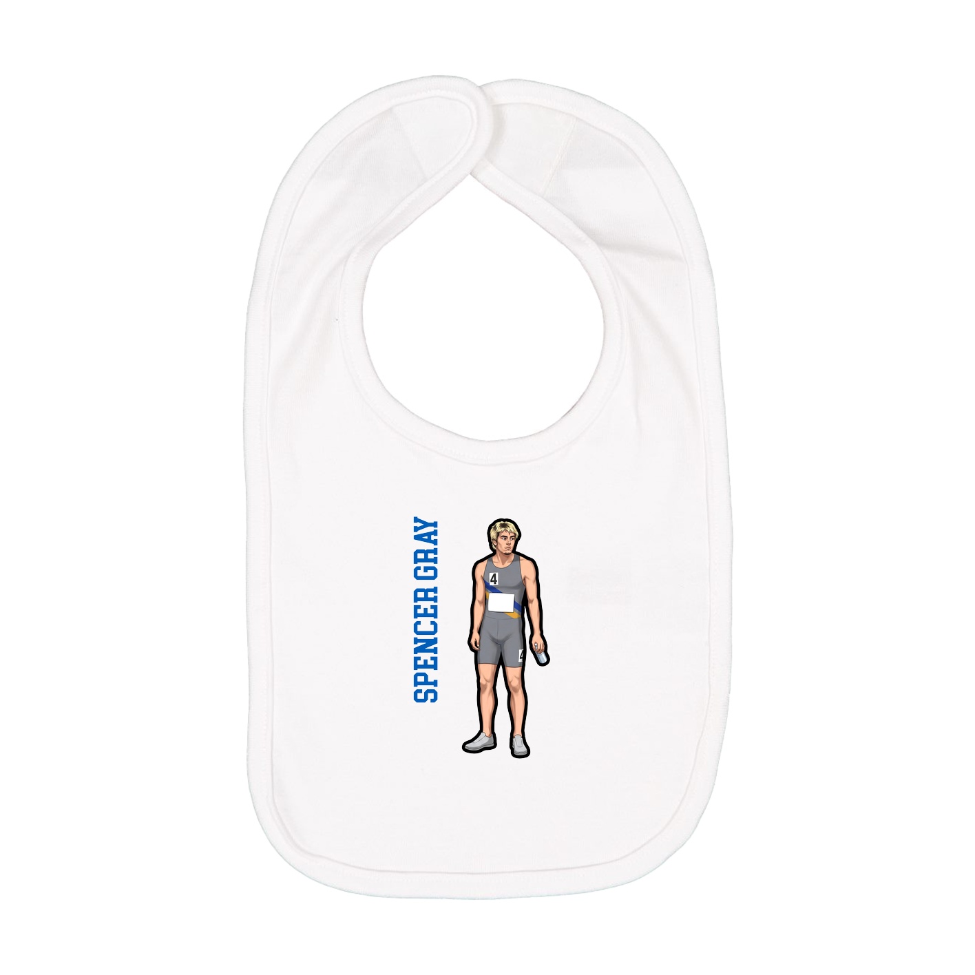 Infant Bib — Name Vertical in White
