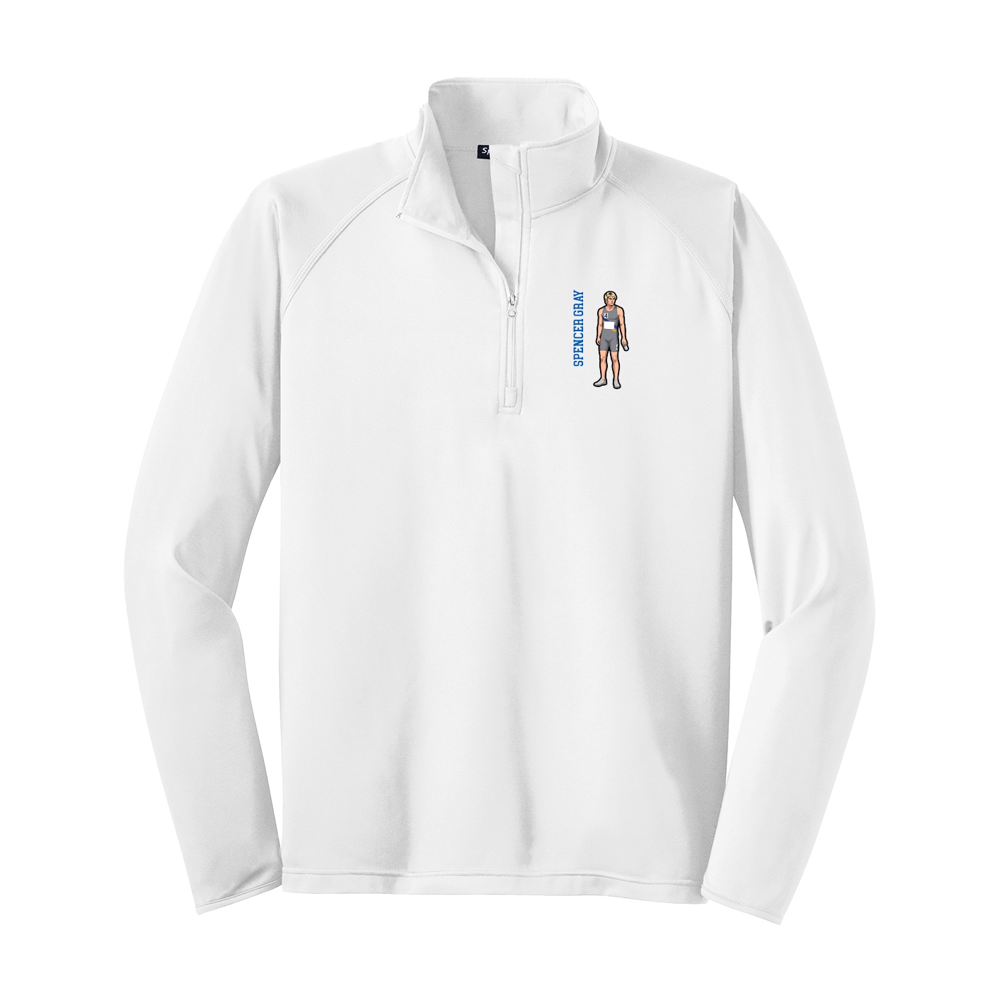 Q-Zip Pullover — Name Vertical in White