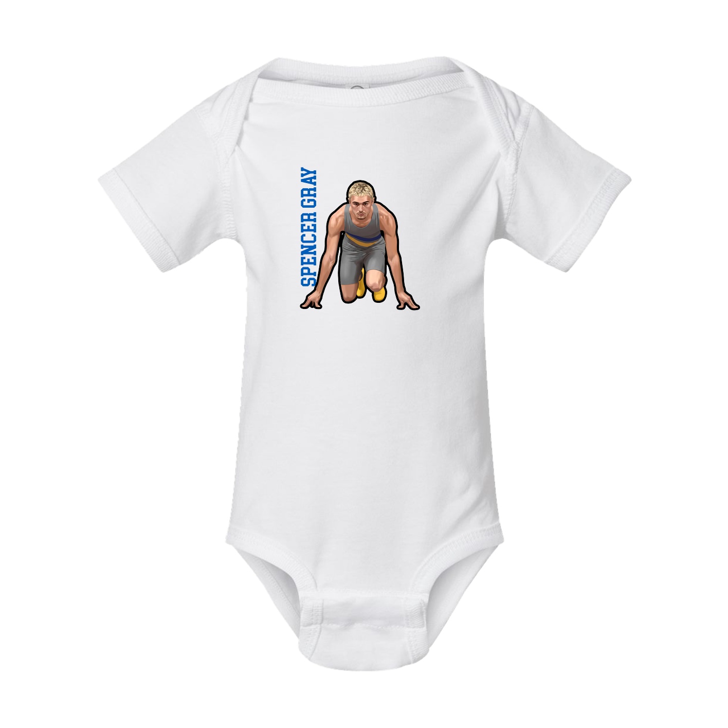 Baby Onesie — Name Vertical in White