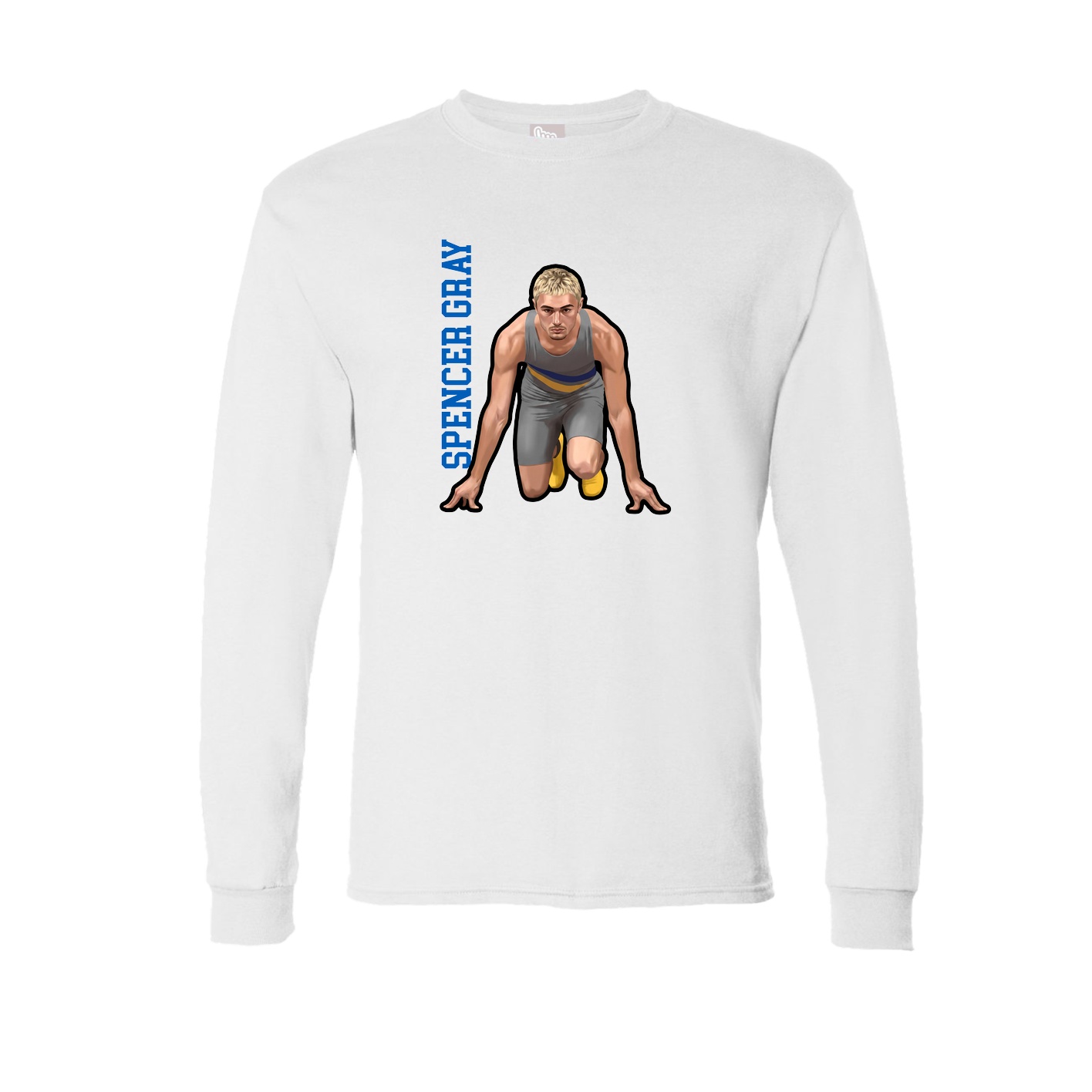 Long Sleeve Tee — Name Vertical in White
