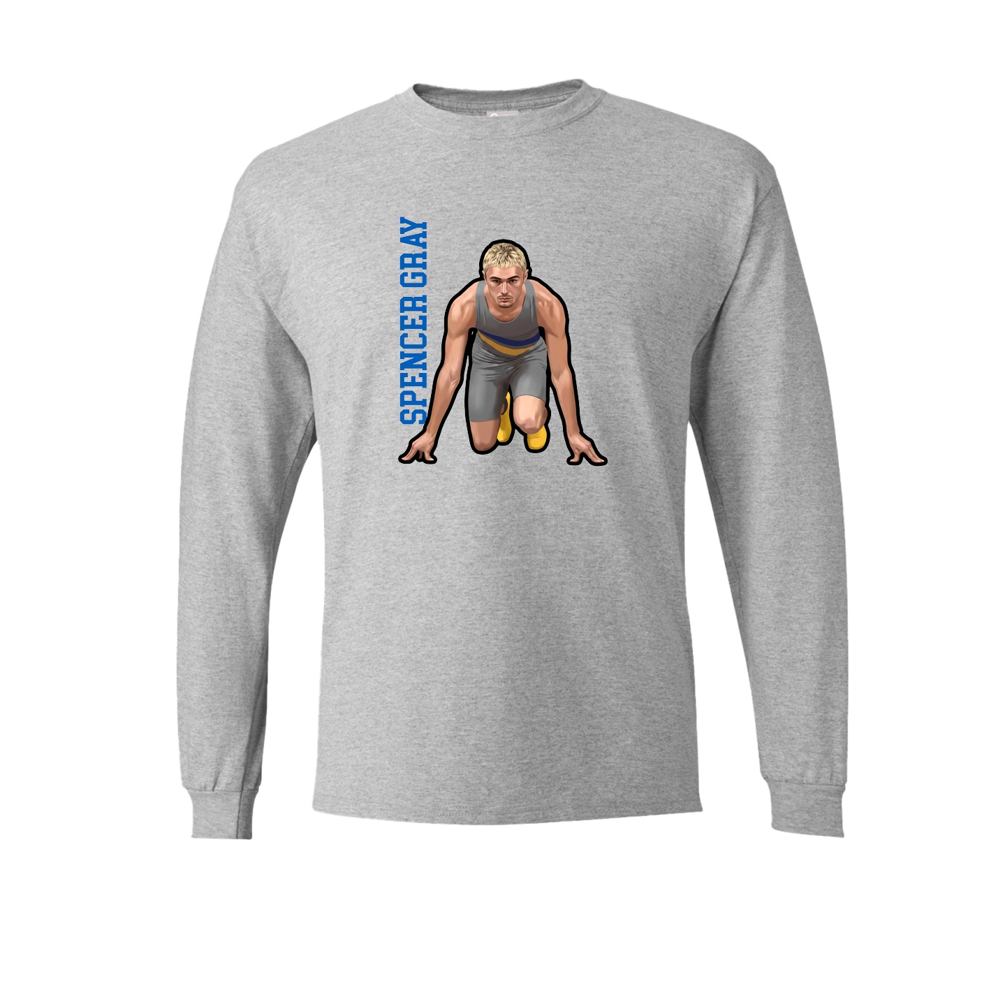 Long Sleeve Tee — Name Vertical in Grey