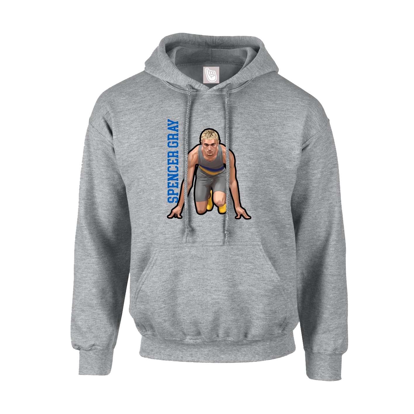 Hoodie — Name Vertical in Grey