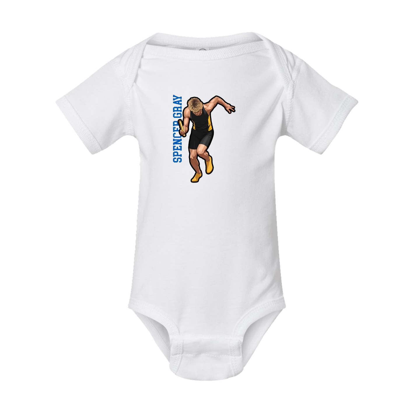 Baby Onesie — Name Vertical in White