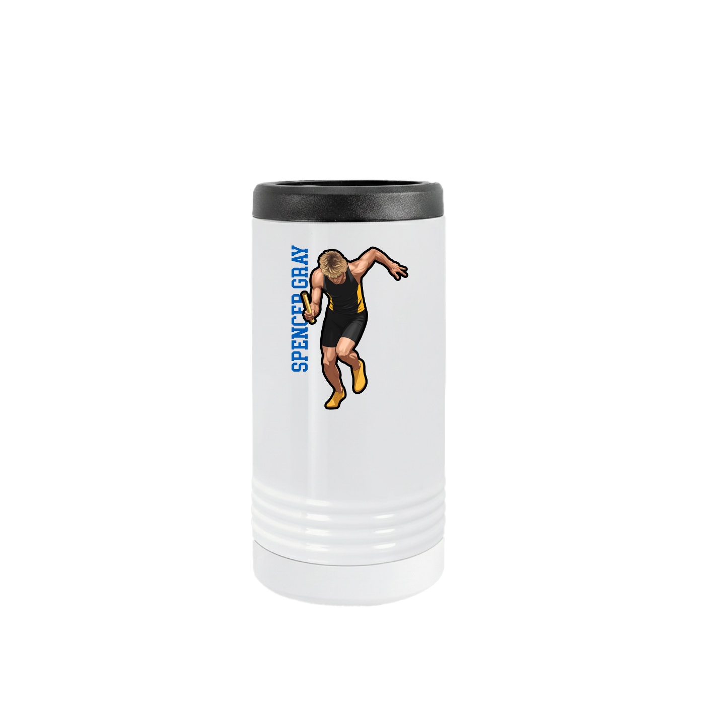 Slim Beverage Holder — Name Vertical in White
