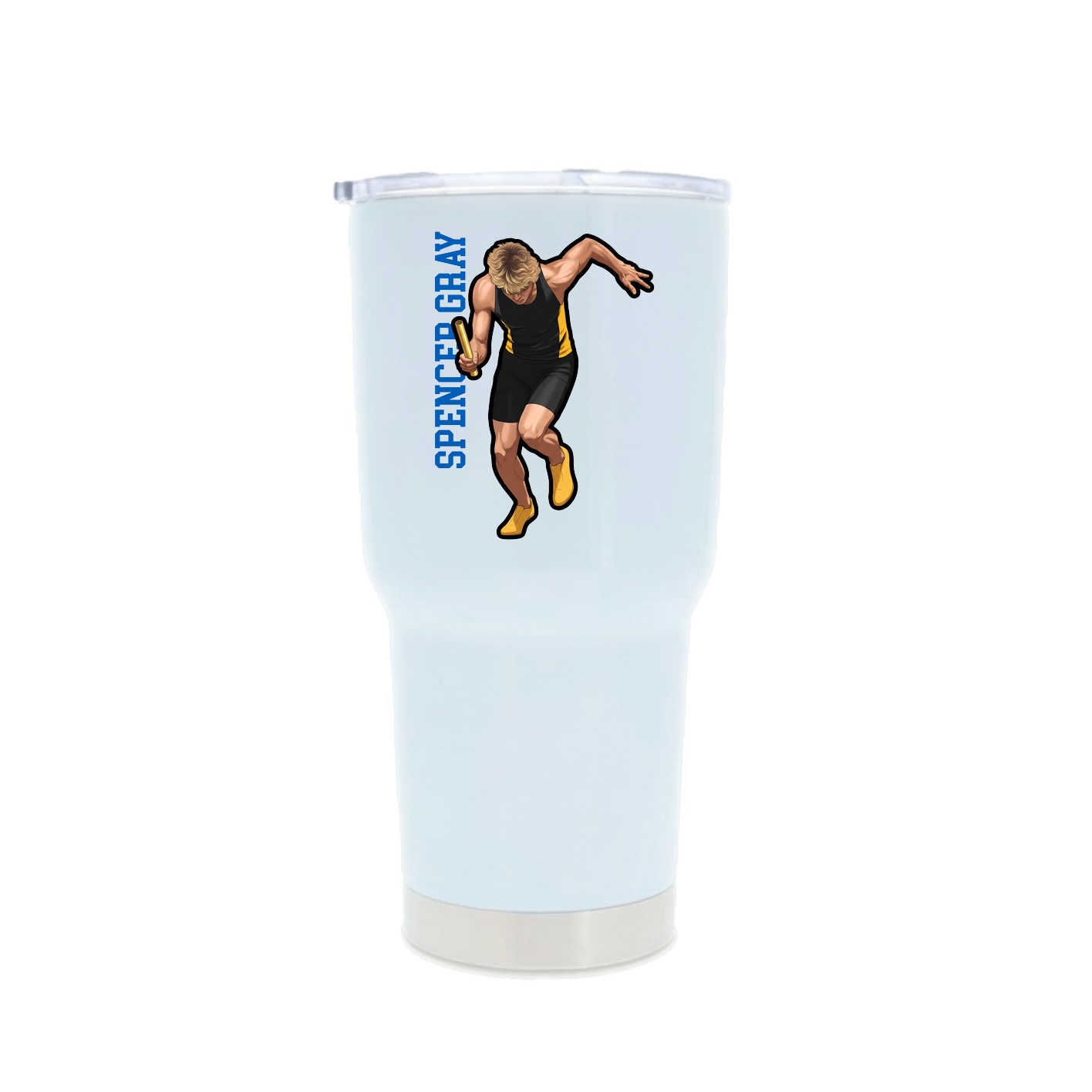 30oz Stainless Steel Tumbler — Name Vertical in White