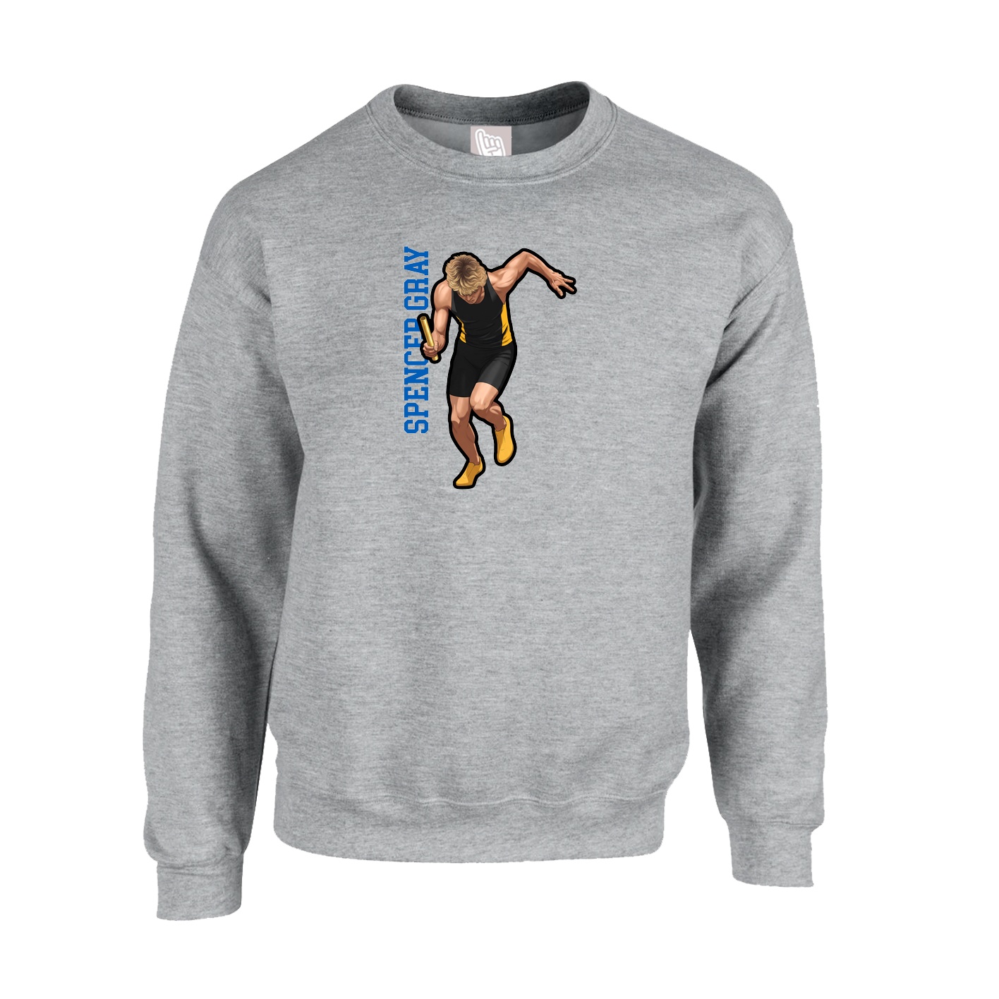 Fleece Crew — Name Vertical in Grey