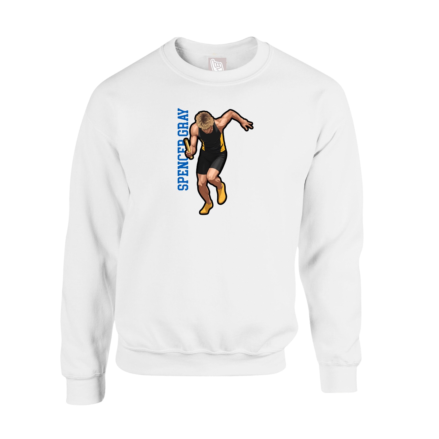 Fleece Crew — Name Vertical in White