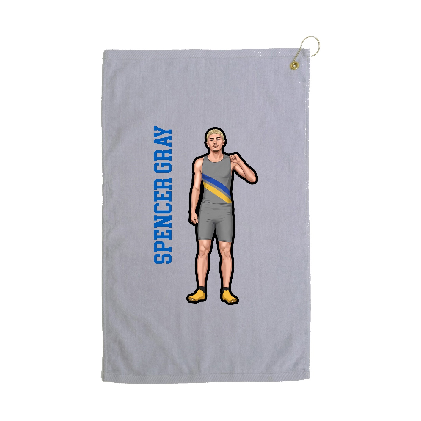 Golf Towel — Name Vertical in Grey