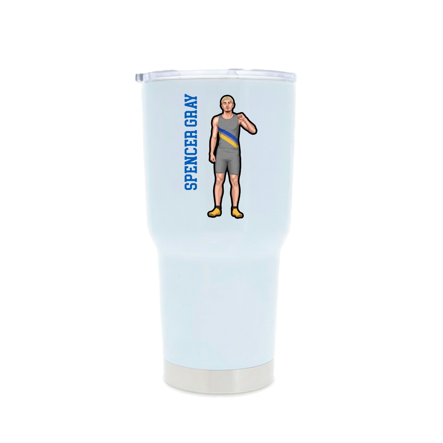30oz Stainless Steel Tumbler — Name Vertical in White