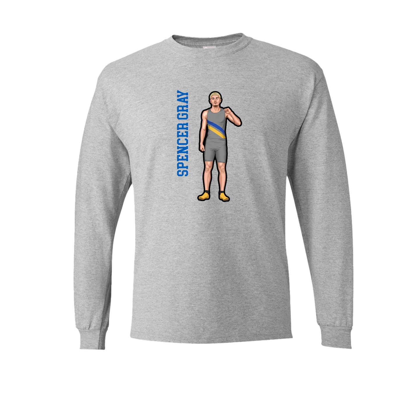 Long Sleeve Tee — Name Vertical in Grey