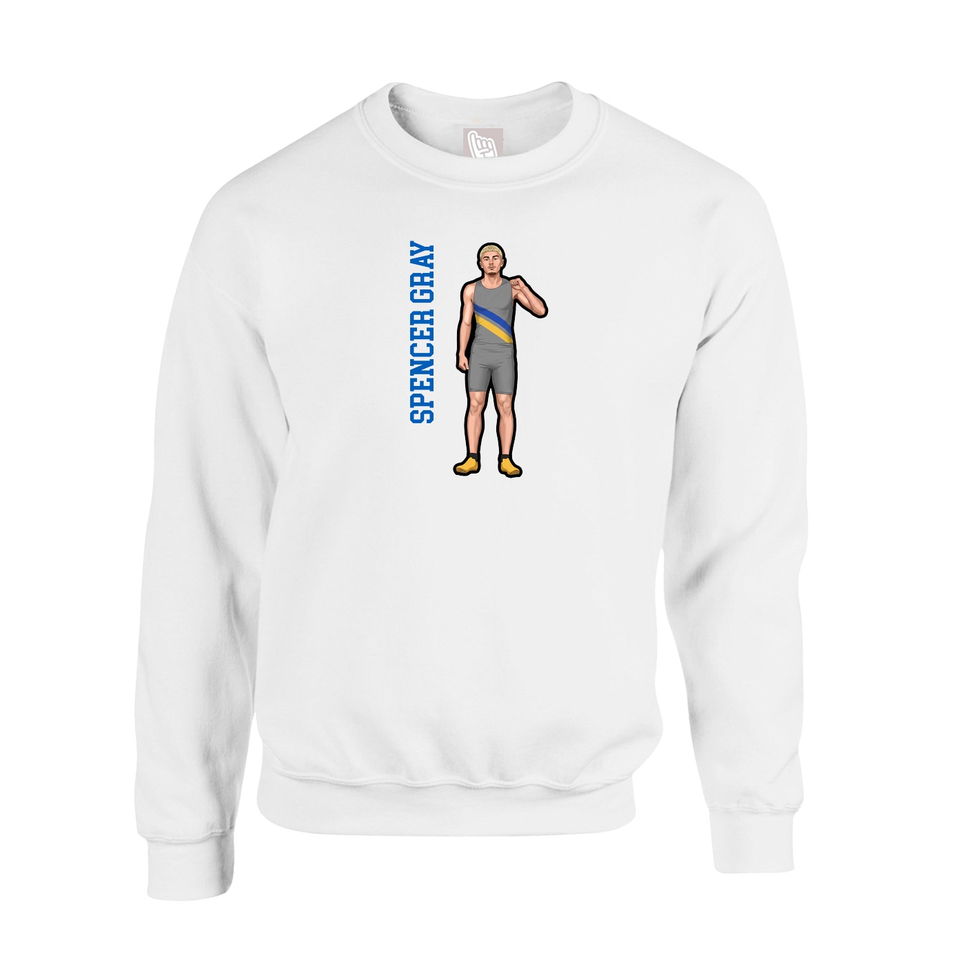 Fleece Crew — Name Vertical in White