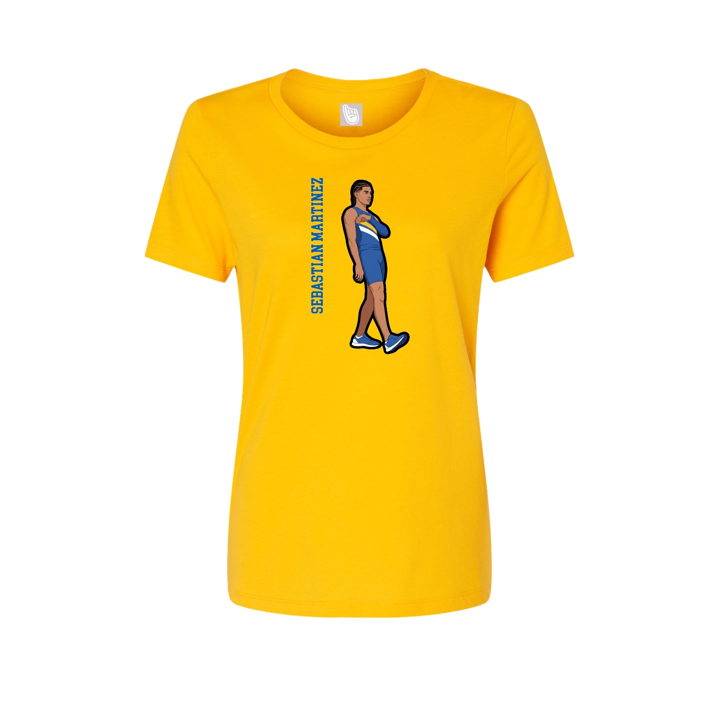 Fitted Women's Tee — Name Vertical in Gold
