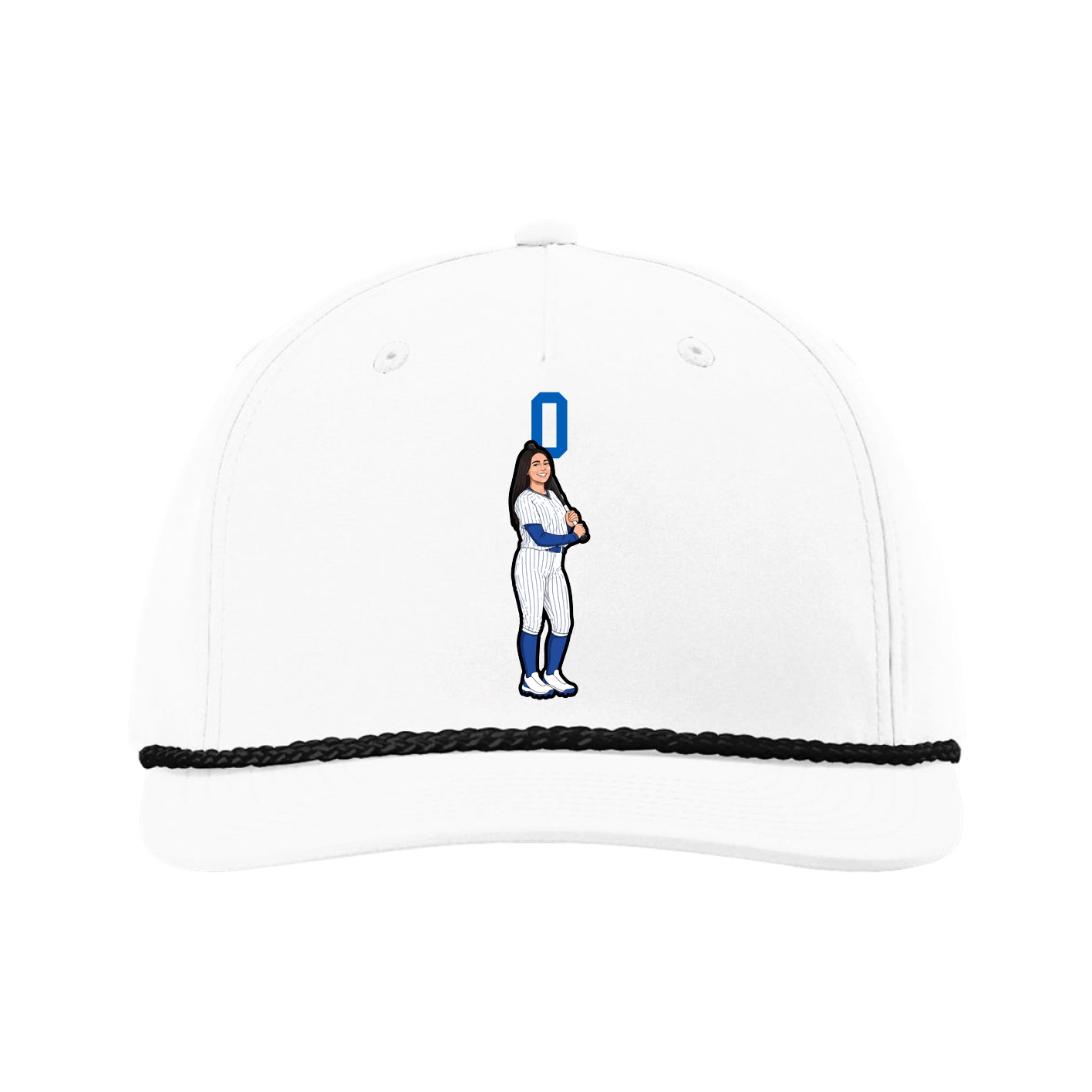 Five-Panel Classic Rope Cap — Number Top in White