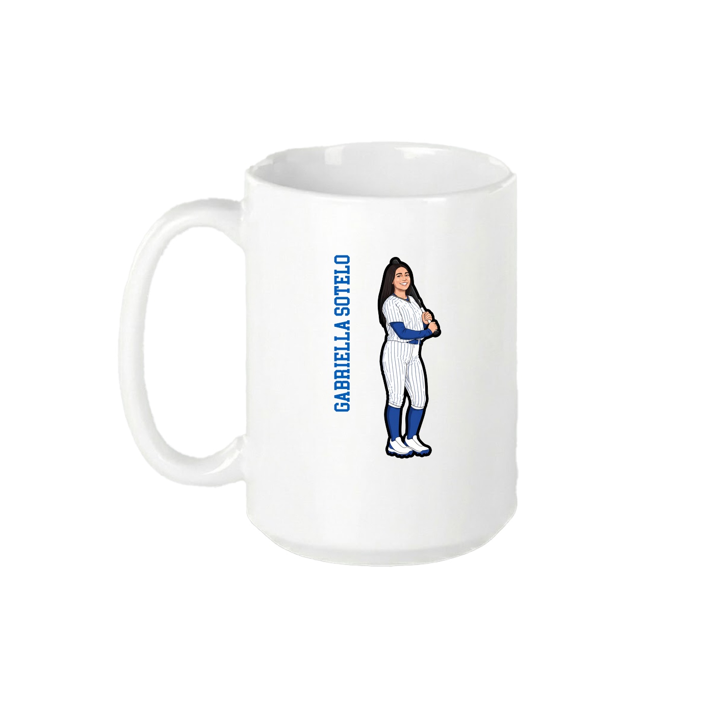 15oz Coffee Mug — Name Vertical in White