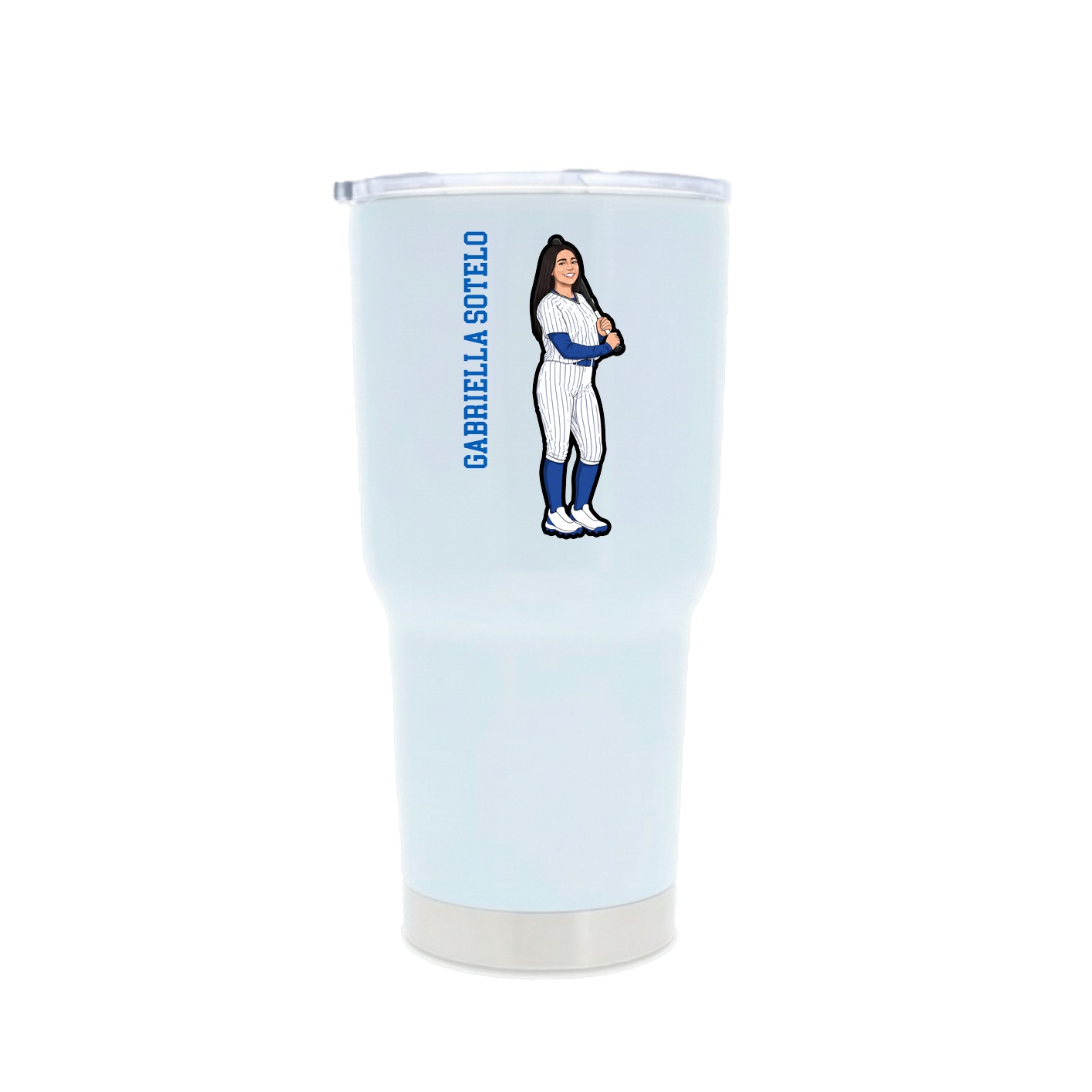 30oz Stainless Steel Tumbler — Name Vertical in White