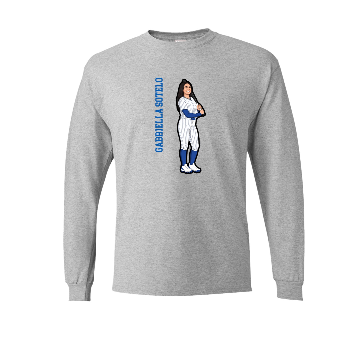 Long Sleeve Tee — Name Vertical in Grey
