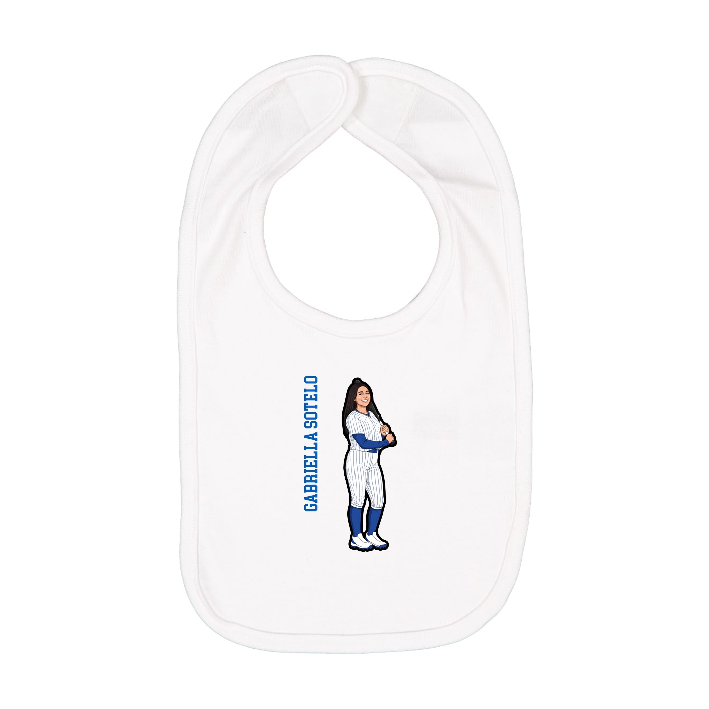 Infant Bib — Name Vertical in White