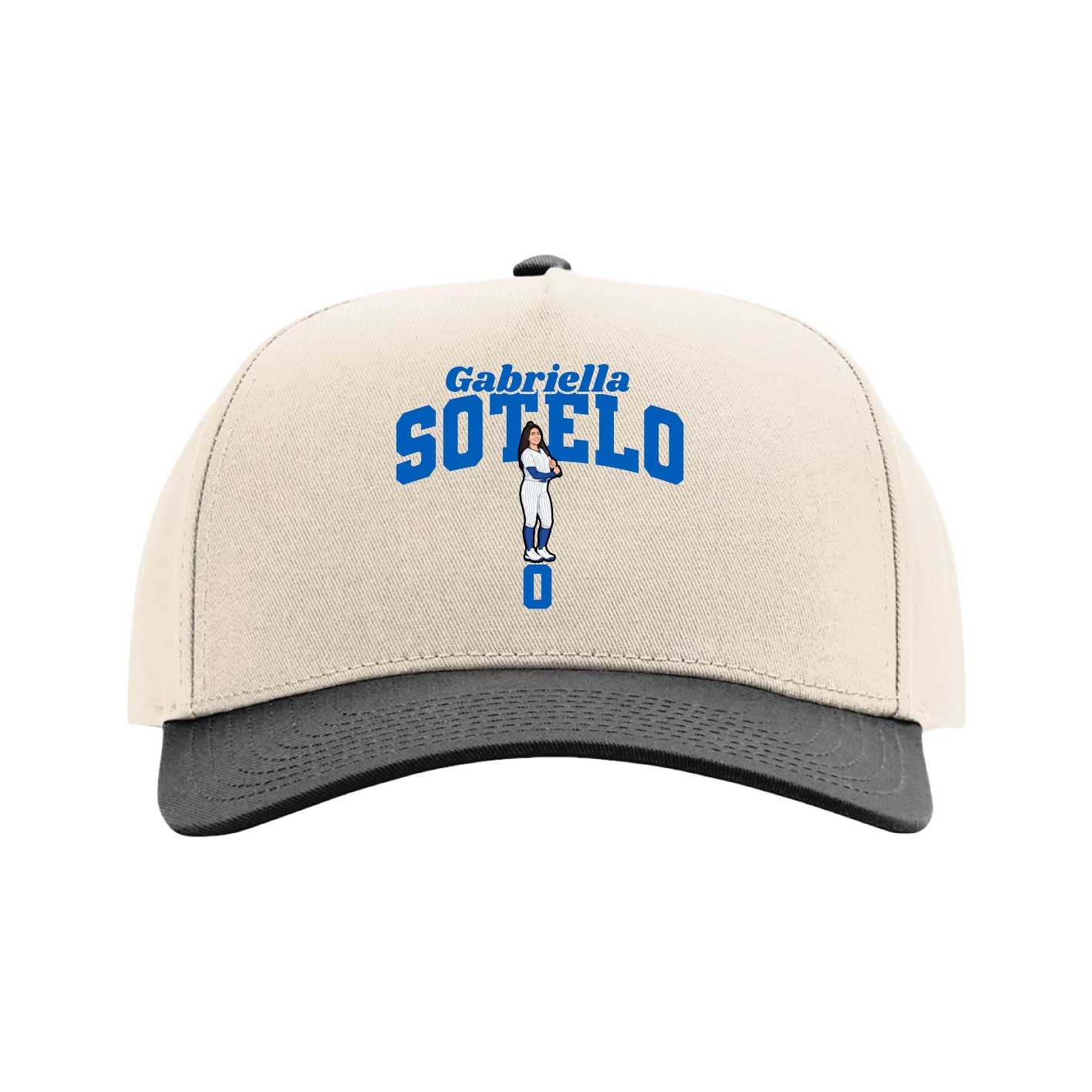 Full Fabric Five-Panel Champ Cap — Signature Arch in Cream/Black