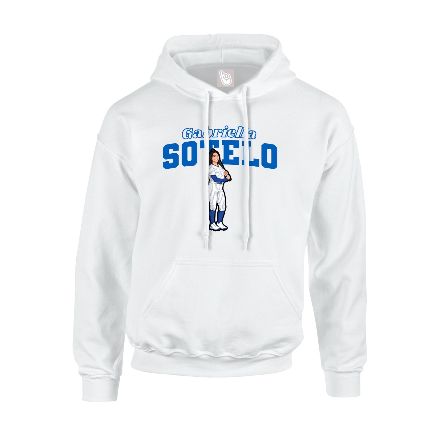 Youth Hoodie — Name Arch in White