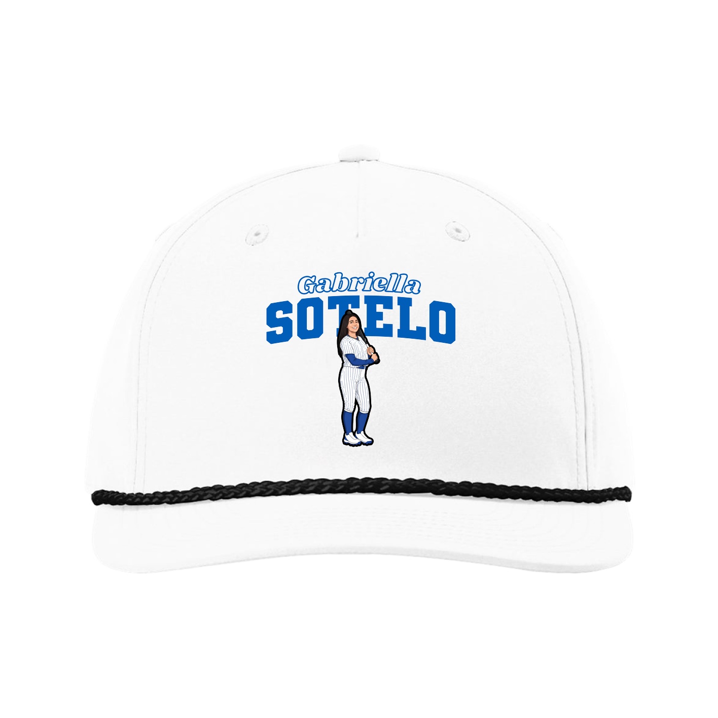 Five-Panel Classic Rope Cap — Name Arch in White