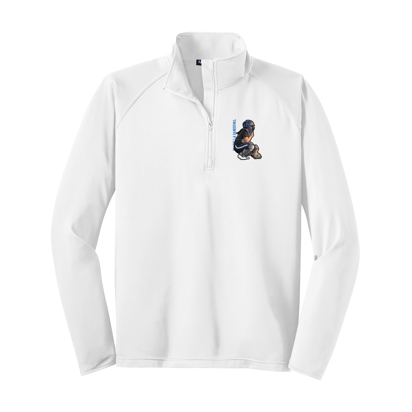 Q-Zip Pullover — Name Vertical in White