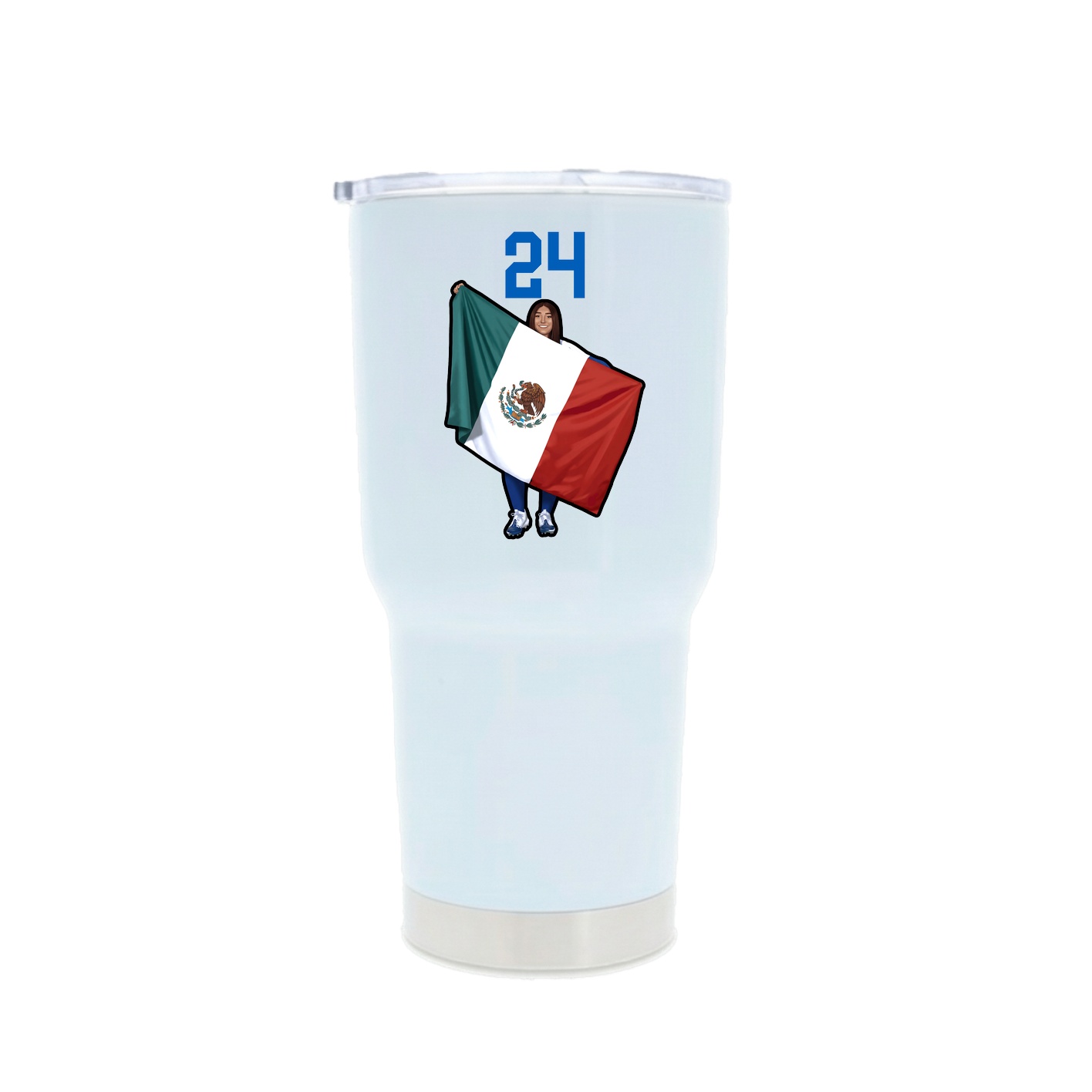 30oz Stainless Steel Tumbler — Number Top in White