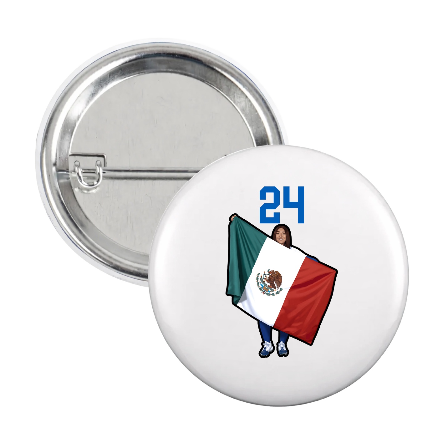 Game Day Button — Number Top in White