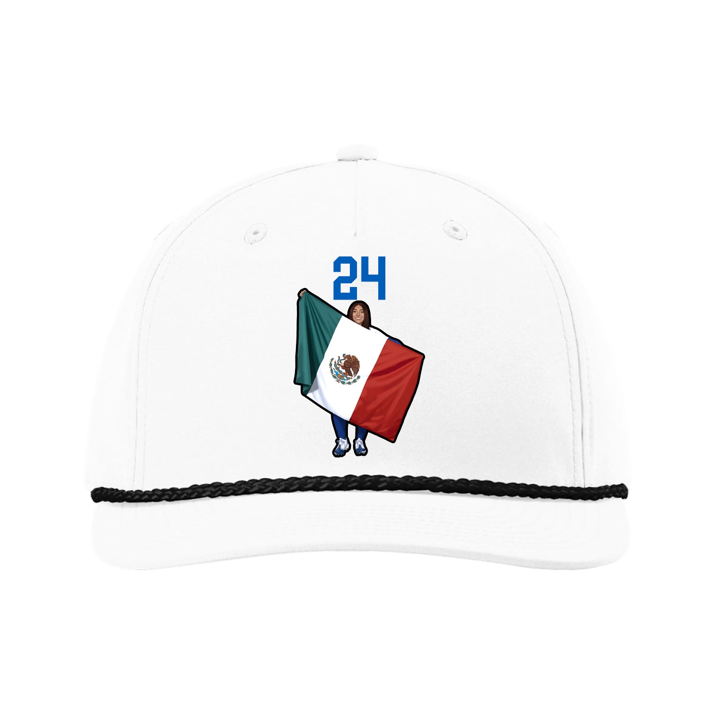 Five-Panel Classic Rope Cap — Number Top in White