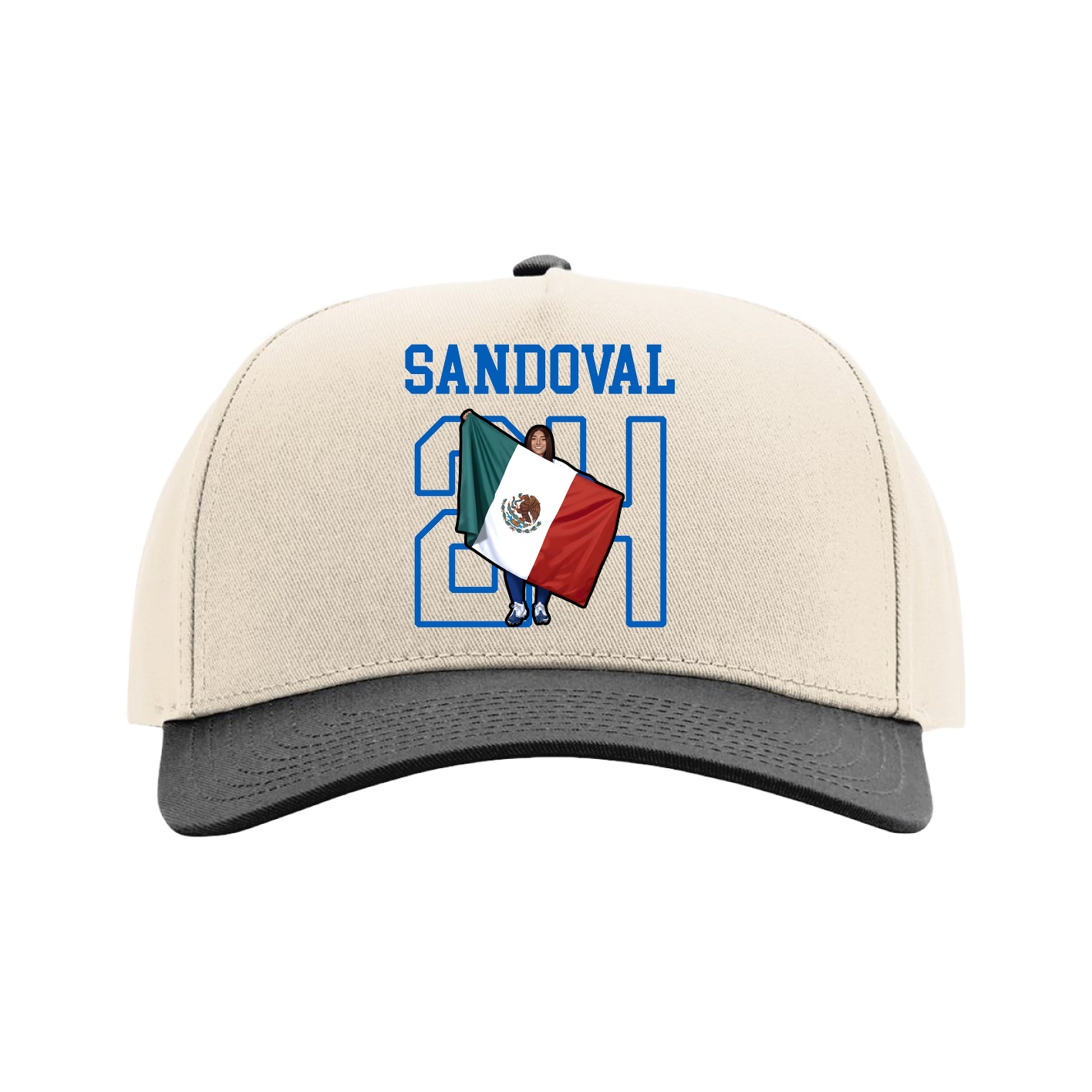 Full Fabric Five-Panel Champ Cap — Shirsey in Cream/Black