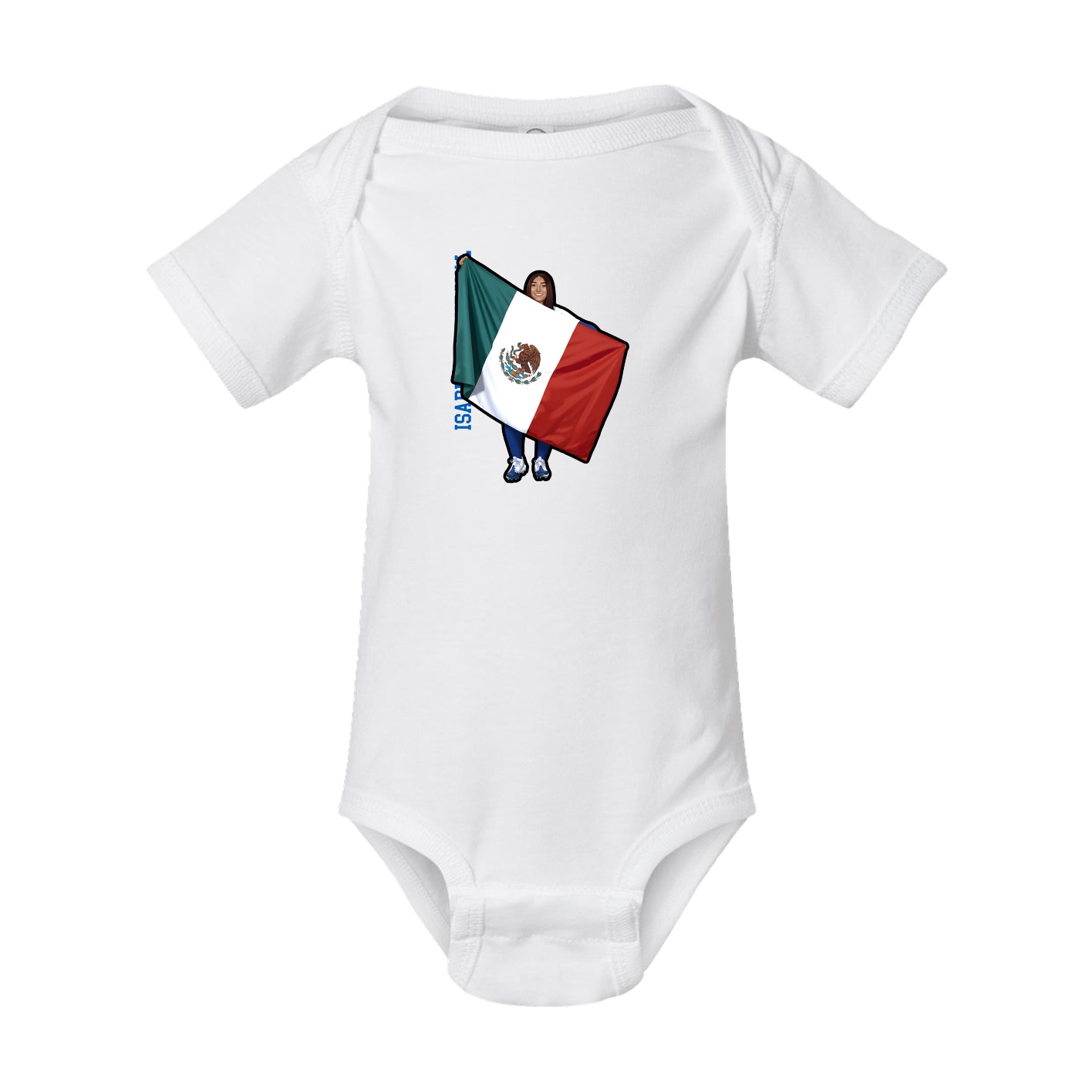 Baby Onesie — Name Vertical in White