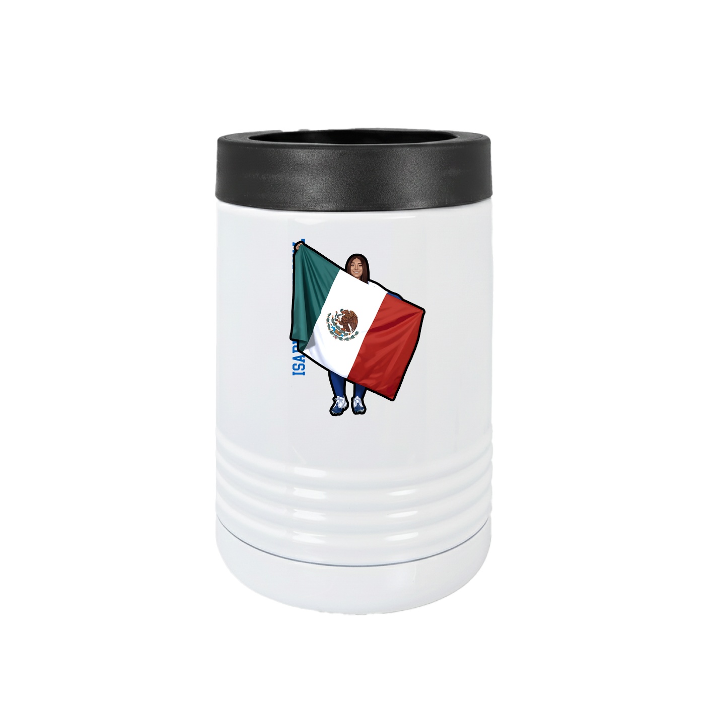 Beverage Holder — Name Vertical in White