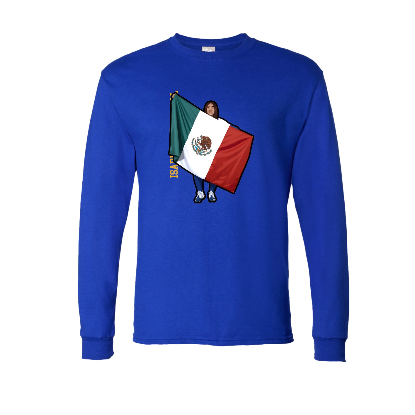 Long Sleeve Tee — Name Vertical in Royal