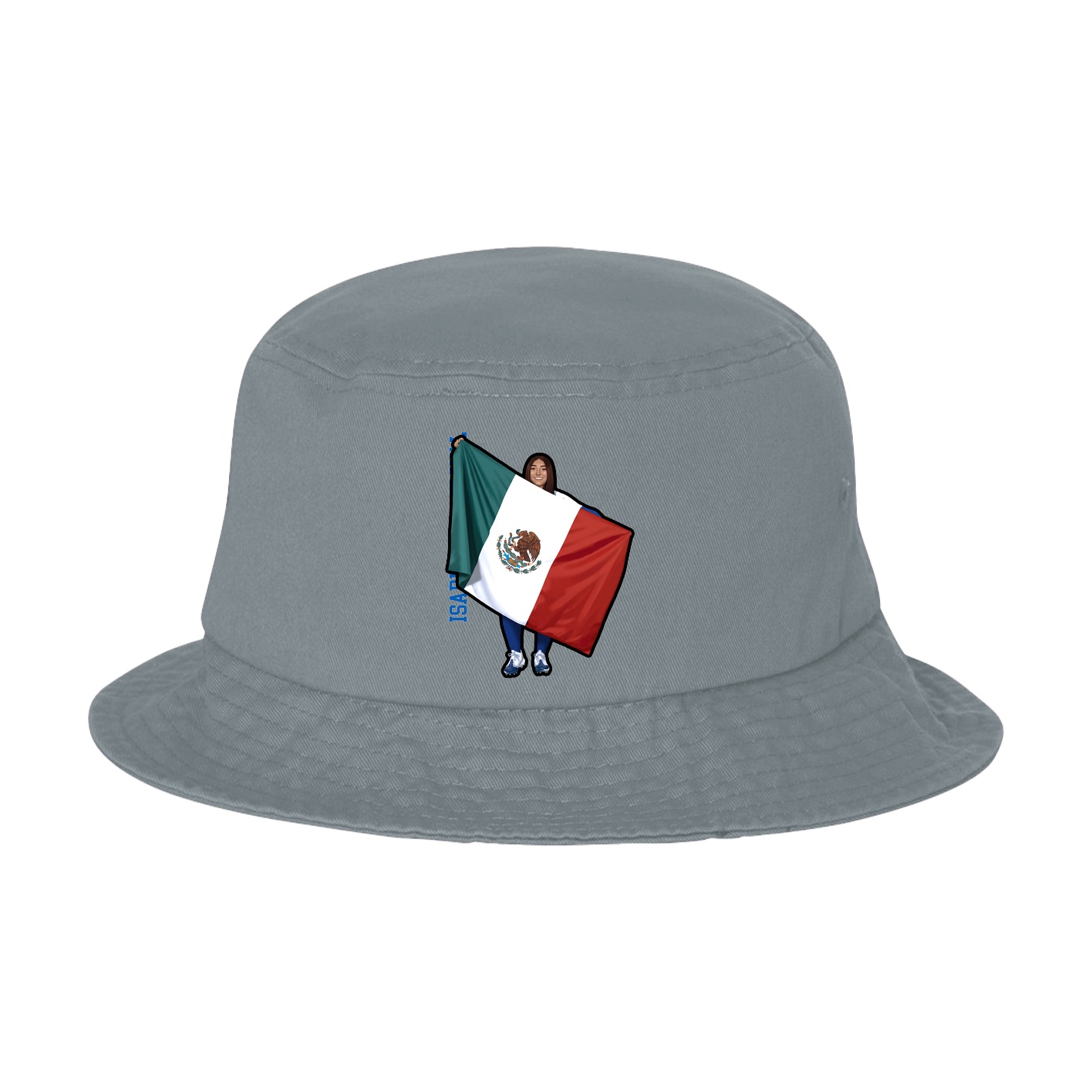 Bucket Cap — Name Vertical in Grey